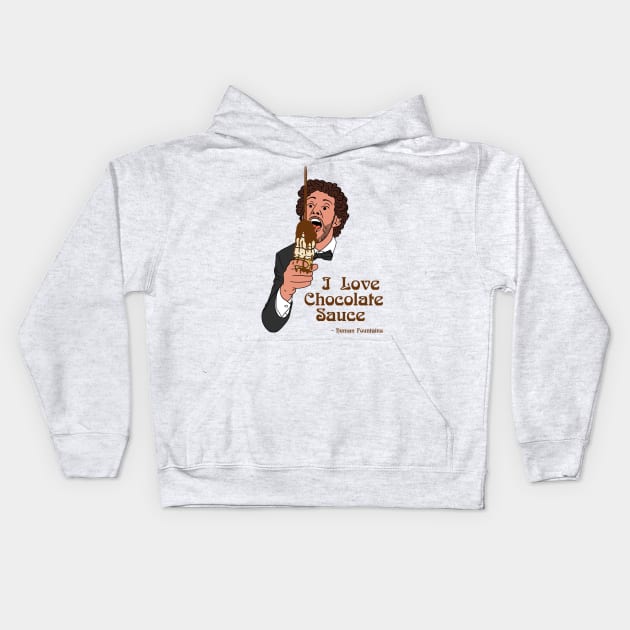 I Love Chocolate Sauce Kids Hoodie by Human Fountains 